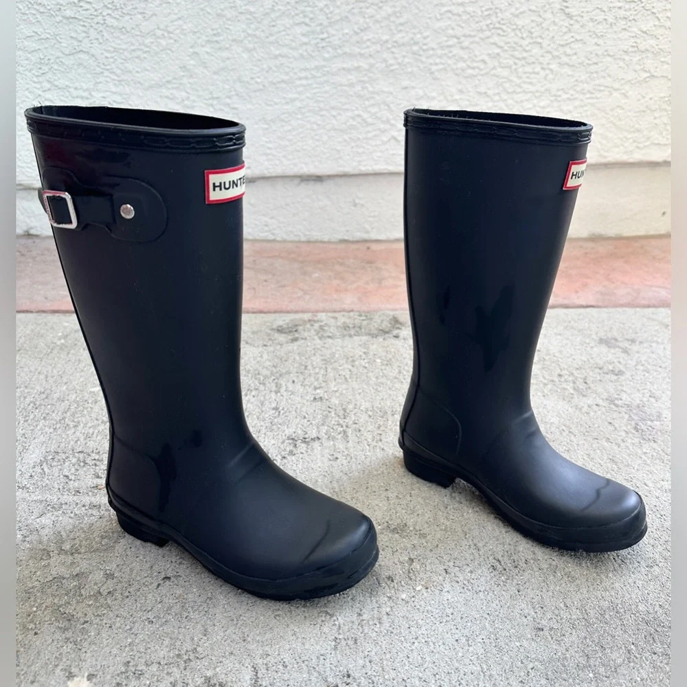 Hunter The Original Tall Rain Boots - Black - US 1B/2G// EU 32 //UK 13 - Picture 2 of 9